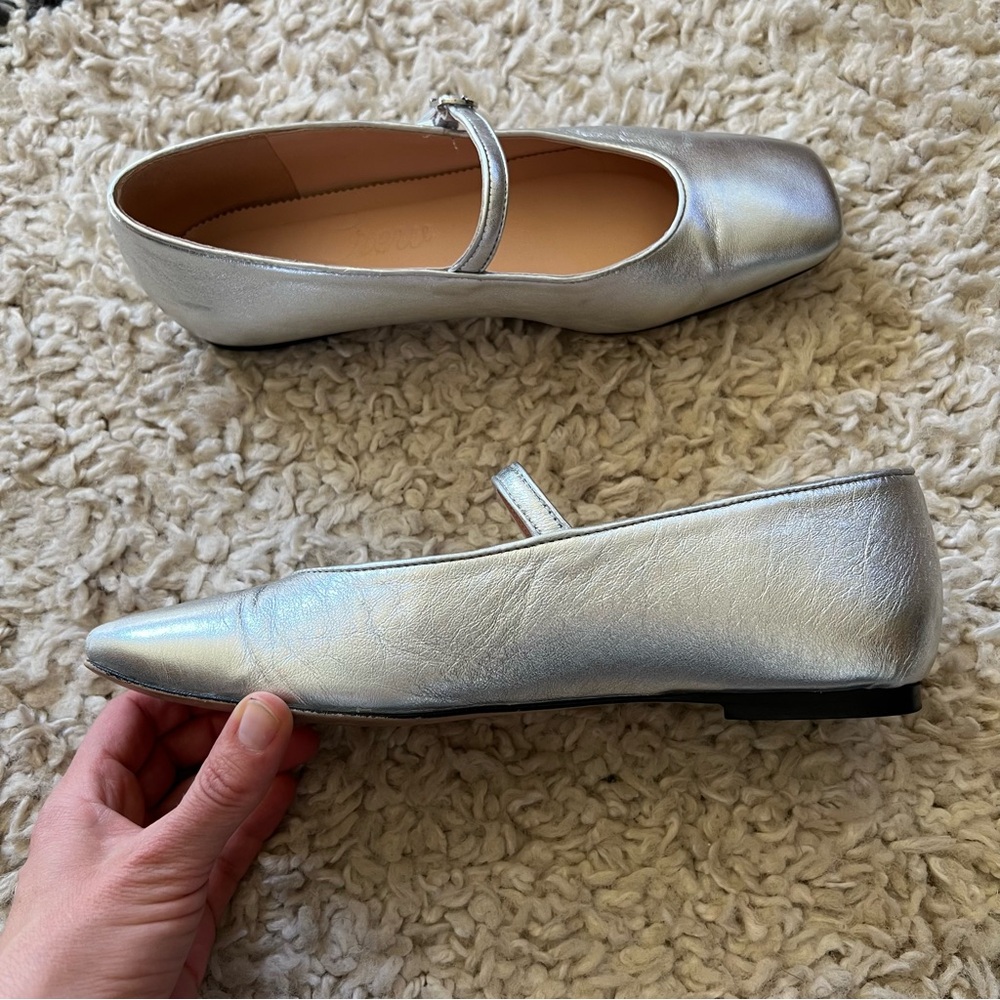 J. Crew Silver Leather Mary Janes - Picture 9 of 14